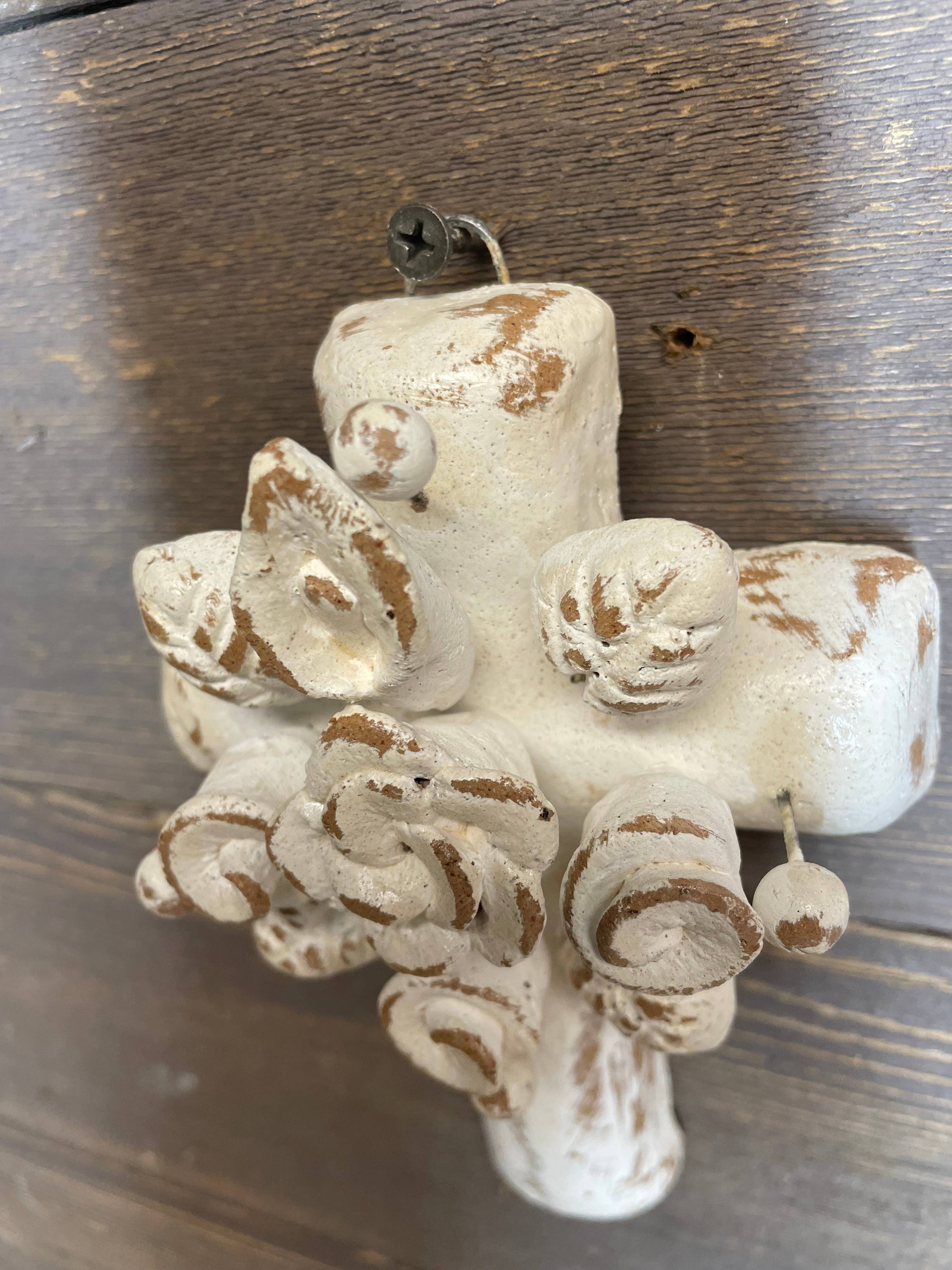 My Amigos Imports - Wholesale Wall Cross - Erin Flower White Clay Cross-ER-Handmade-Wall-4x6.5 in-Small3