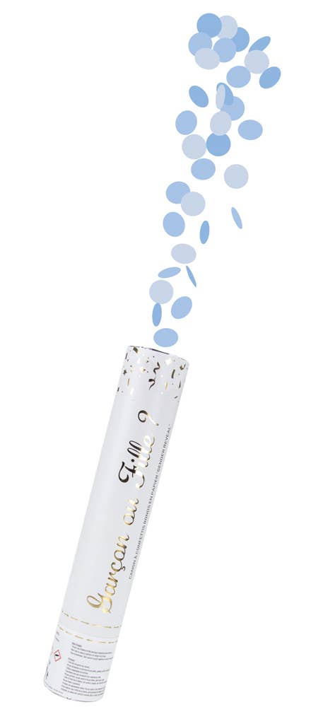 Tim&Puce Factory - Wholesale Confetti - GENDER REVEAL BLUE 28CM CONFETTI CANNON1