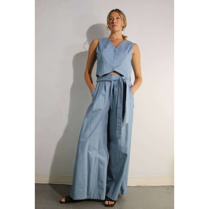 BLUE HAZE COTTON VEST AND PANTS SET for wholesale on Faire17