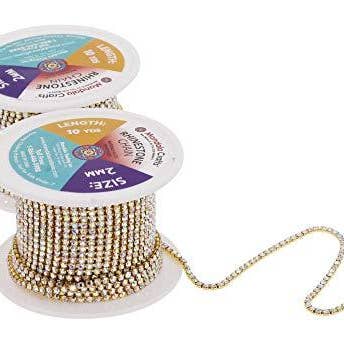 Mandala Crafts - Wholesale Craft Supplies - Mandala Crafts Rhinestone Cup Chain Trim Roll for Jewelry Making, Glass Crystal Glam Decor, Simulated Diamond Bling Wraps, Veils, Cakes