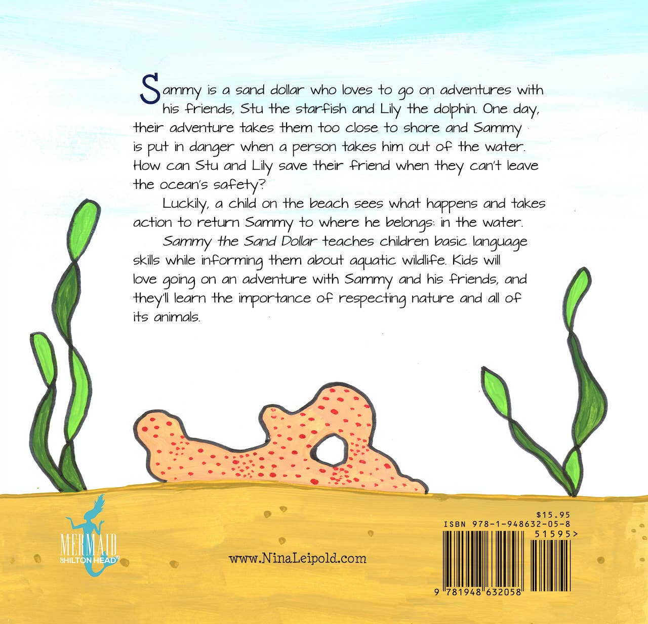 Mermaid of Hilton Head - Wholesale Preschool Book (3-5) - Sammy the Sand Dollar hardcover kinderboek1