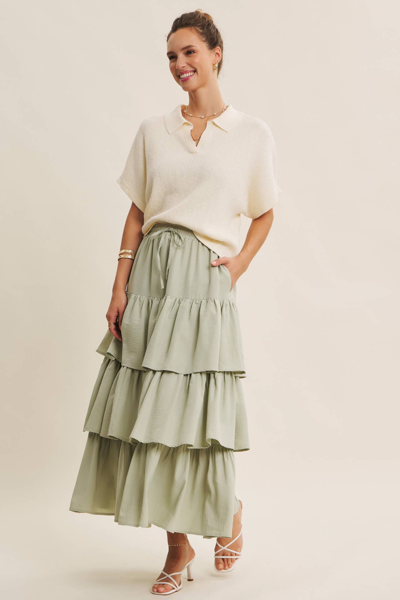 in february - Wholesale Skirt - Women's - AIRY YEAR-ROUND TIERED RUFFLE MAXI SKIRT WITH POCKETS18