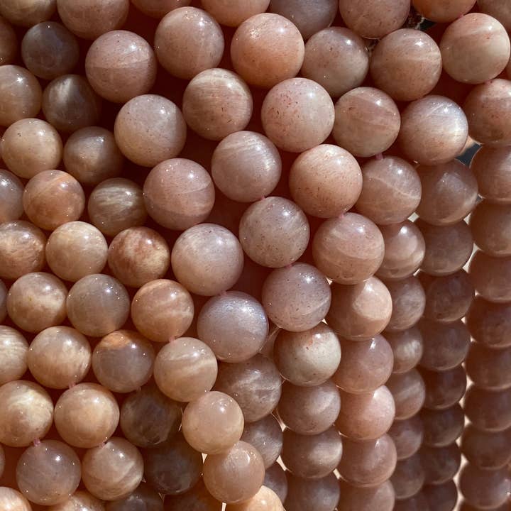 The Bead Bazaar - Wholesale Beads - Natural Sunstone Beads For Jewelry Making, Iridescent Pink Gemstone Beads, Pastel Pink Faceted Beads, Light Pink Sunstone Bulk Mala Beads2