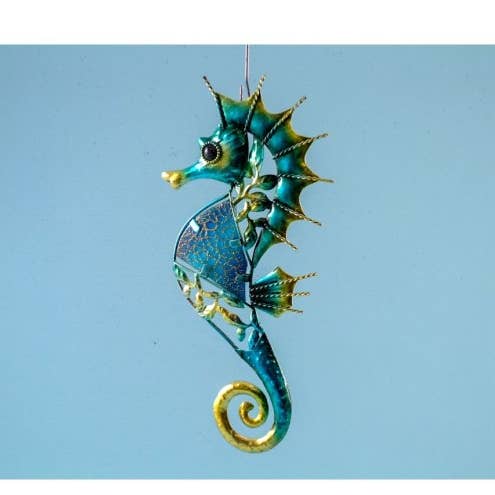 Nauticalia - Wholesale Plaque - Metal and Glass Seahorse Plaque, 32cm0