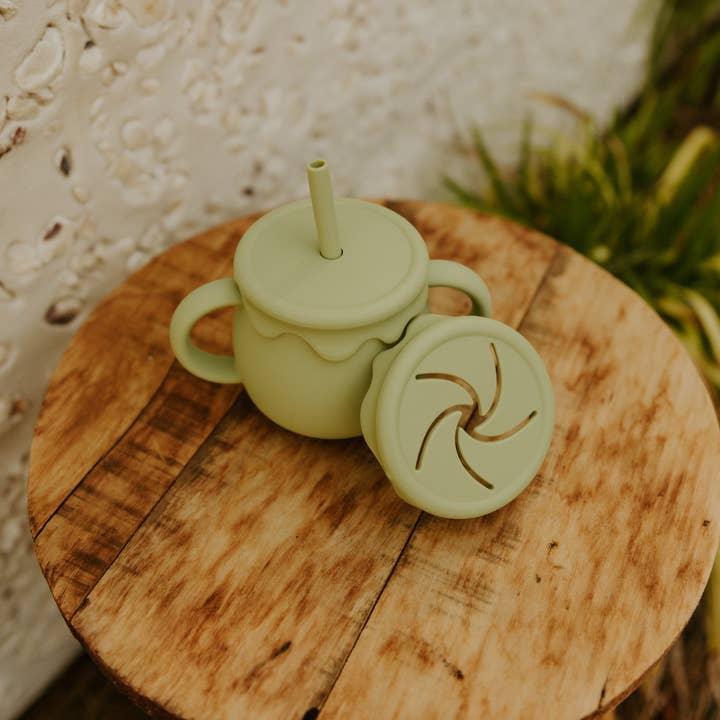 Sip-n-Snack Silicup | Olive You Silicone Snack Cup with Removable Lid for wholesale by B. Well Babies