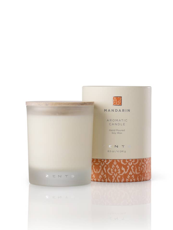 Mandarin, ZENTS Clean Burning Soy Wax Candle, 8.5oz for wholesale by ZENTS