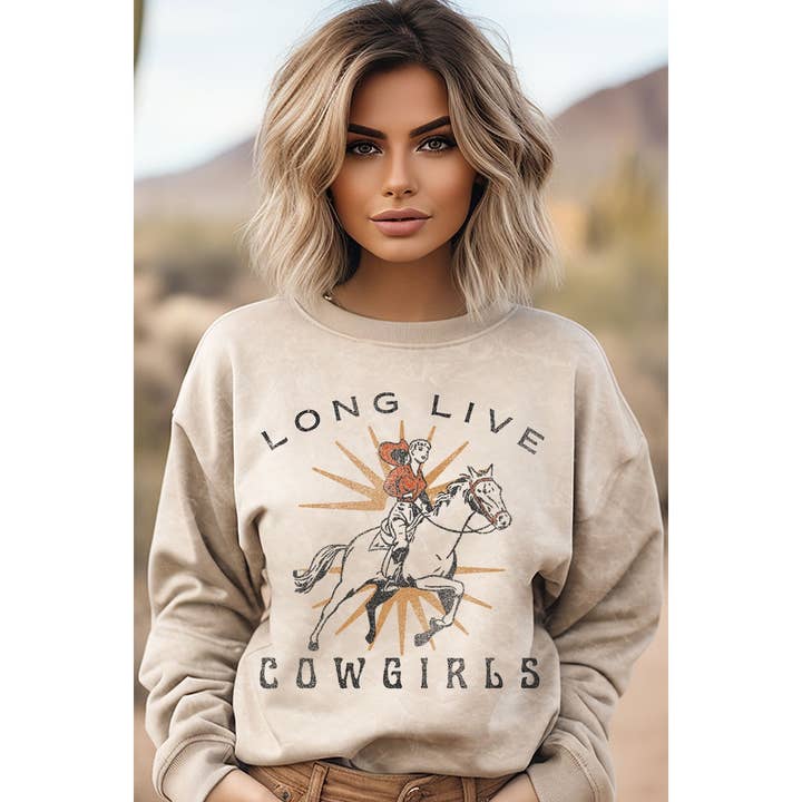 LONG LIVE COWGIRLS MINERAL GRAPHIC SWEATWHIRTS for wholesale by HRTandLUV