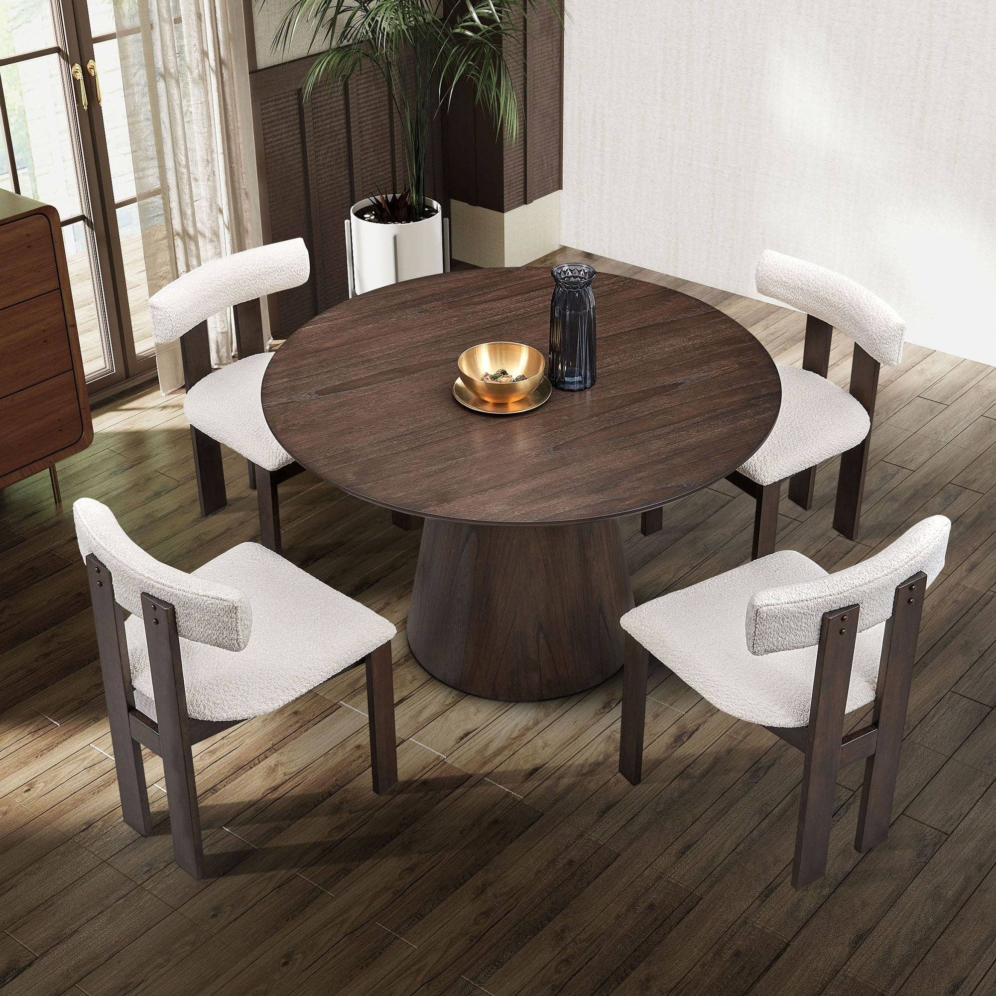 BlakOutlet - Wholesale Chair - Set of 2 Wooden Dining Chairs , Modern Boucle Upholstered  Side Chairs,9