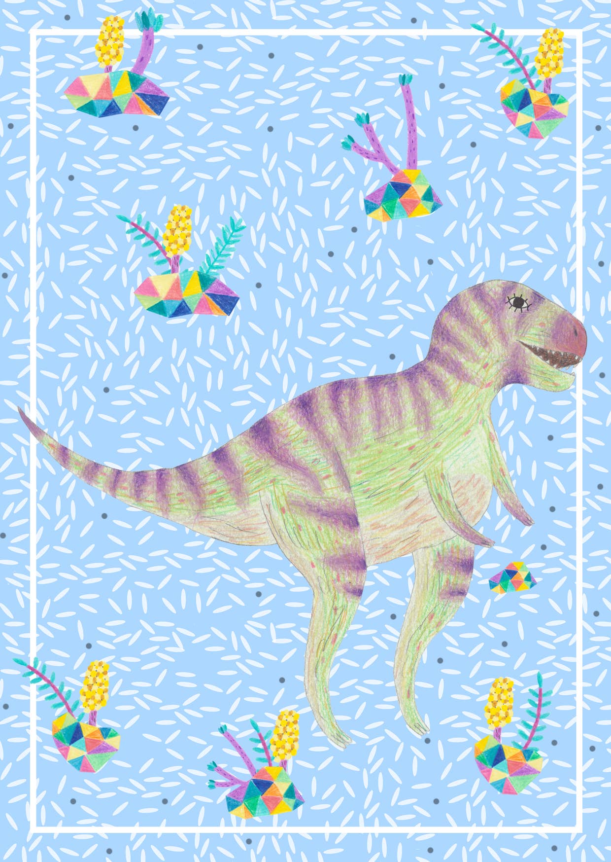The Friendly Monster - Wholesale Art Print - A6 Illustrated Card - Carnosaurus