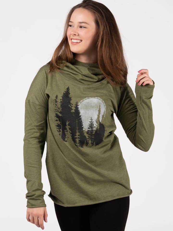 North Woods Cowl Yoga Hoody for wholesale by Soul Flower