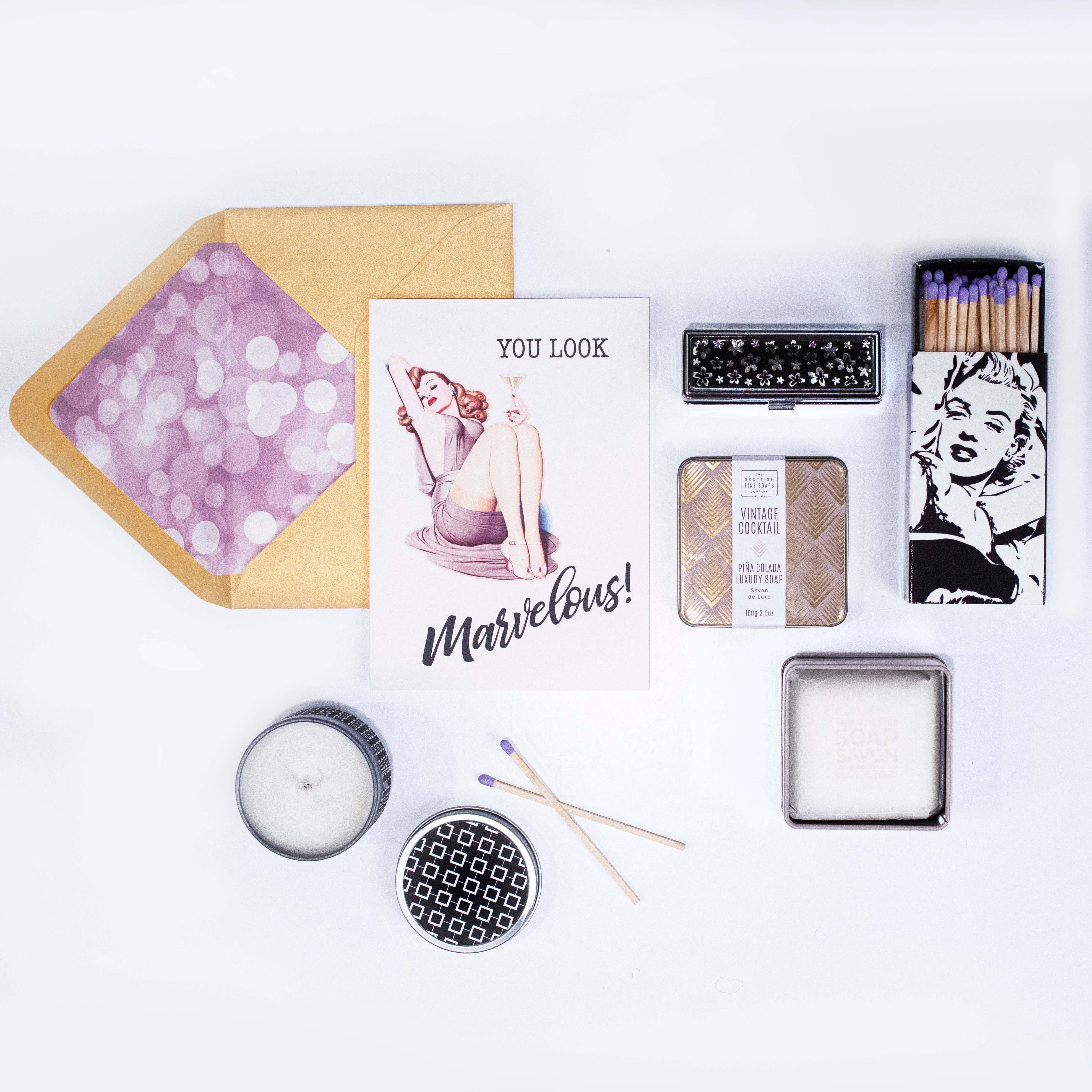 Mod Lounge Paper Company - Wholesale Birthday Card - You Look Marvelous Vintage Pinup Martini Birthday Card2