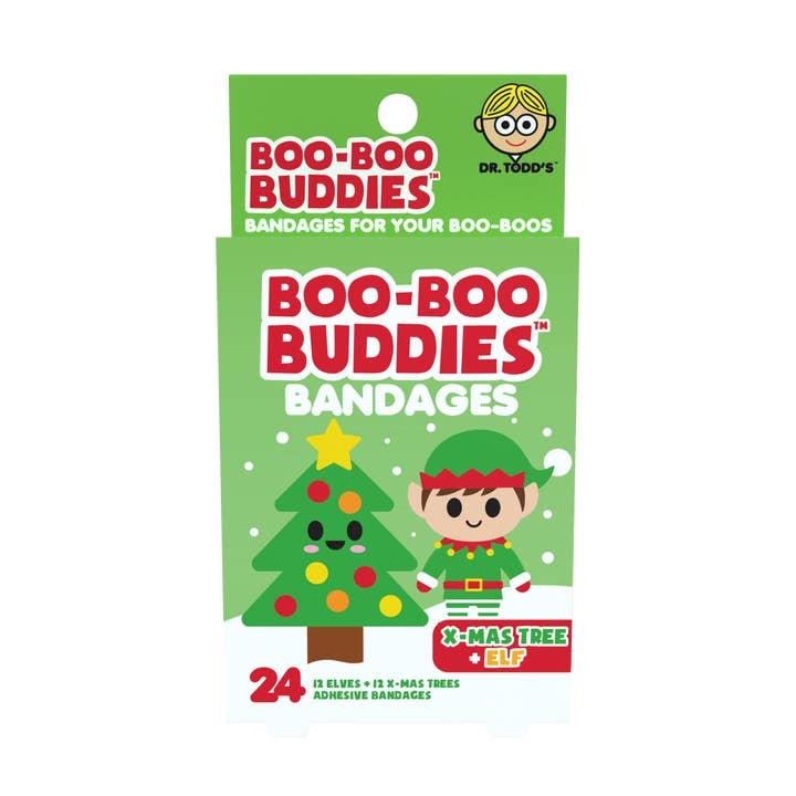 Børneplastre – Juletræ + Nisse (24 stk., Latexfri) for engroshandel hos Boo Boo Buddies