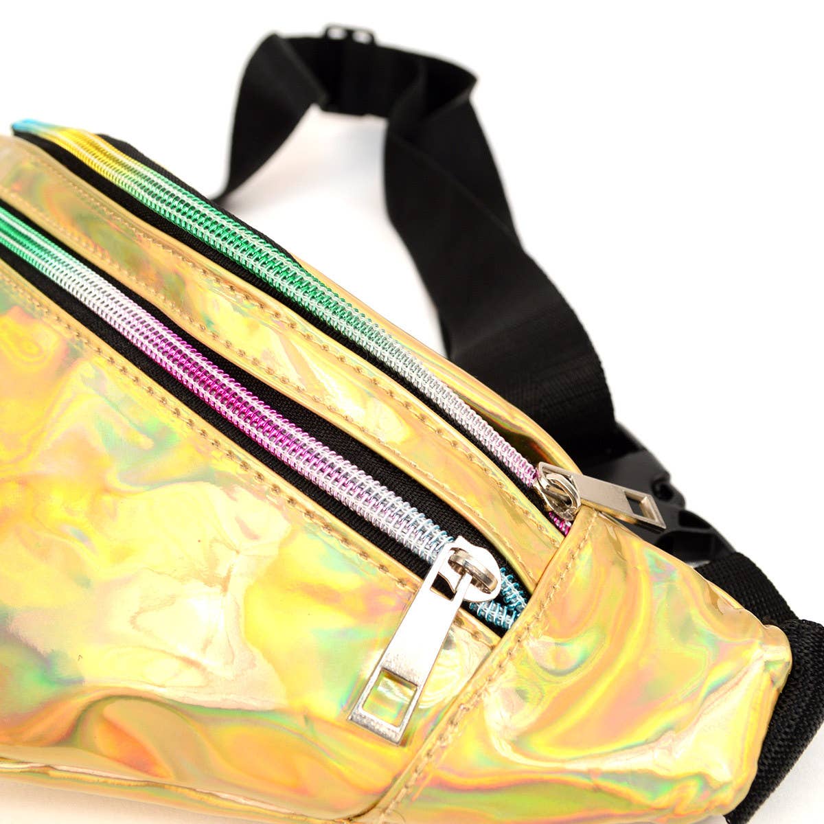 Selini New York - Wholesale Belt Bag - Women's - Gold Iridescent Holographic Waist Fanny Pack - LFBG1301 4
