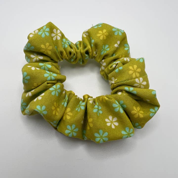 Green and Teal Floral Scrunchie for wholesale by The Lanyard Boutique