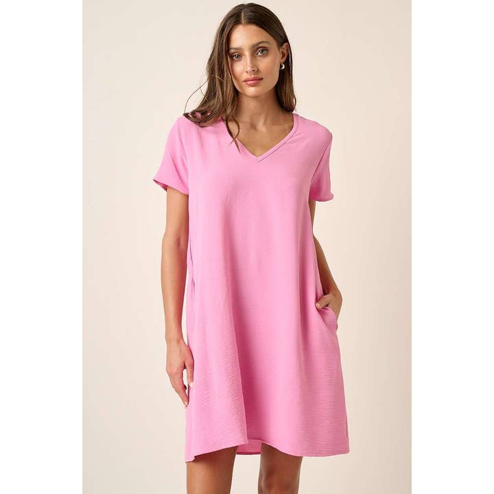 mittoshop - Wholesale Dress - Women's - AIRFLOW V-NECK SHORT SLEEVE SHIFT DRESS
