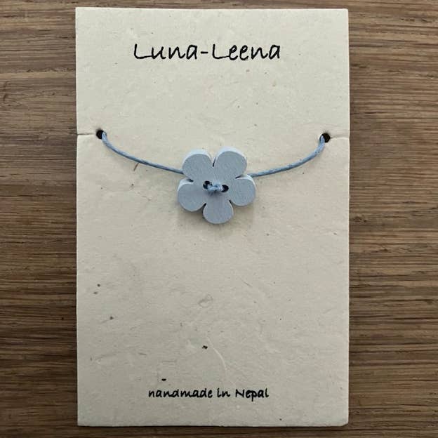 Luna-Leena - handmade in Nepal - Wholesale Beaded Bracelet - Kids - kids bracelet bloom blue - L15 cm - handmade in Nepal2