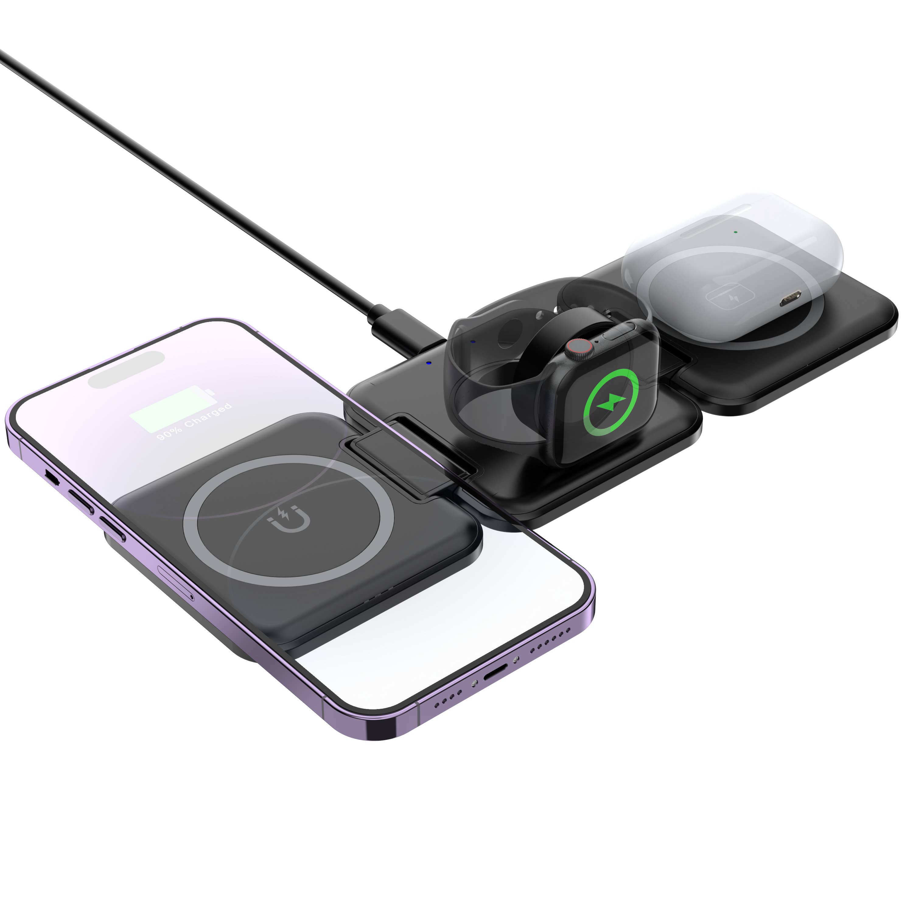 LAX Gadgets – wholesale Charging dock – MagSafe 3-in-1 Foldable Wireless Charging Stand- Retail Pack22