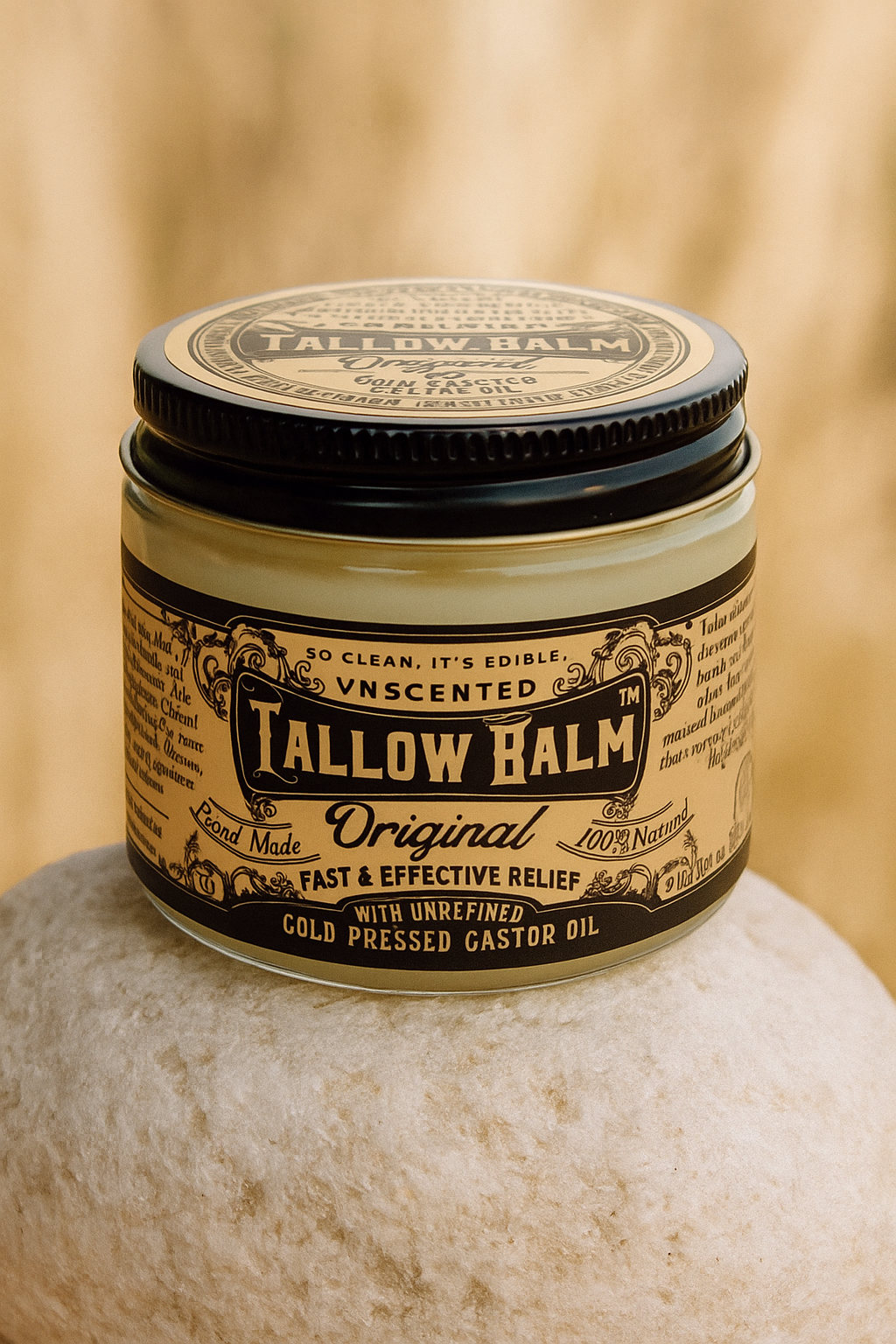 Roots And Leaves - Wholesale Facial Moisturizer - Tallow Balm Original- Unscented with Organic Castor Oil1