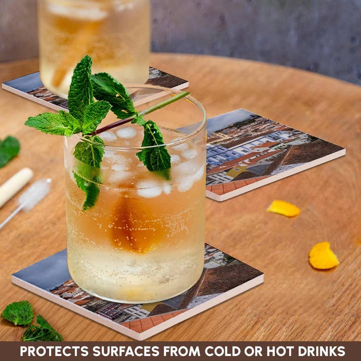 3dRose - Wholesale Coasters - 3dRose, Portugal, Azores, Terceira Island, Angra do Heroismo. Elevated view. , Coaster2