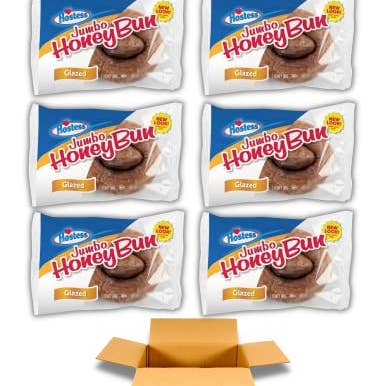 Shop The King - Wholesale Cake - Hostess Jumbo Honey Bun Snack Cakes 4 oz Pack of 6 (Jumbo Glazed Honey Bun)