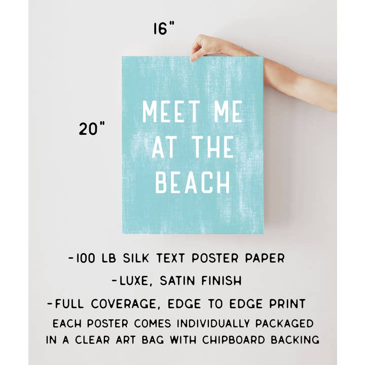 Perfect Day Print Co - Wholesale Poster - Meet Me At The Beach Poster Print, Beach Wall Art Decor