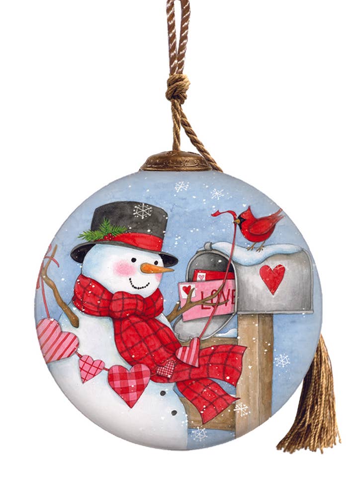 Snowman with birds Ornament for wholesale by Inner Beauty Gifts