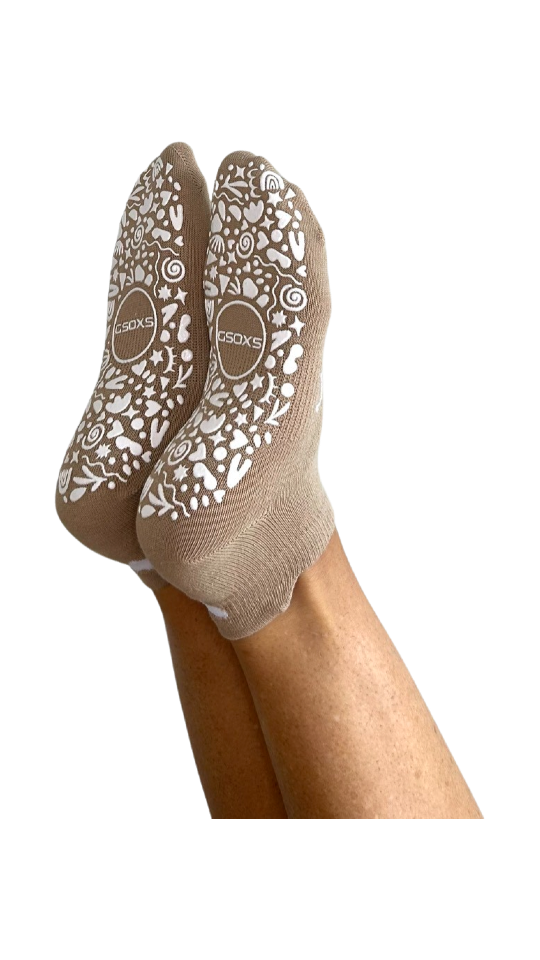 GSOXS - Wholesale Sokken - Dames - ‘you are worthy’ grip sokken in tan3