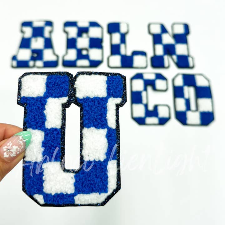 ABLNco - Wholesale Patch - Royal Checkered Letters Chenille Embroidery Patch