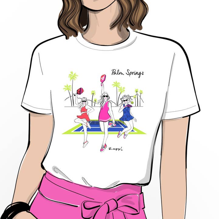 Palm Springs Pickleball Crewneck Graphic Tee for wholesale by Rappi Palm Springs