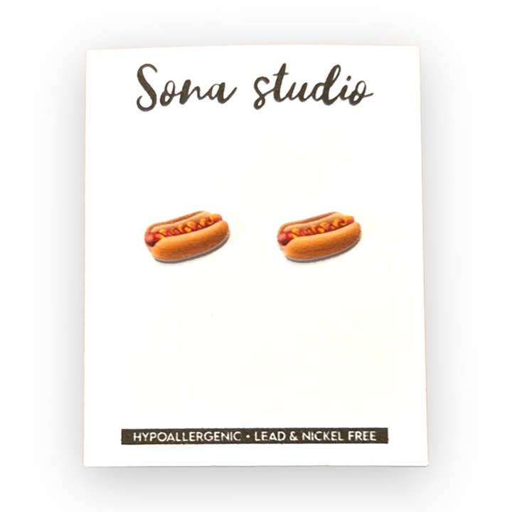 Boucles d'oreilles Hot Dog pour la vente par Sona Studio