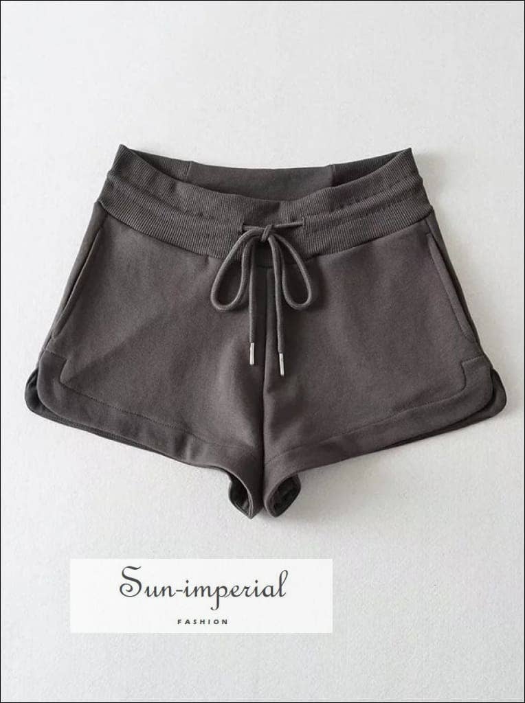 Sun Imperial - Wholesale Athletic Shorts - Women's - Women Cotton Sweat Runner Shorts With Curved Hem Detail8