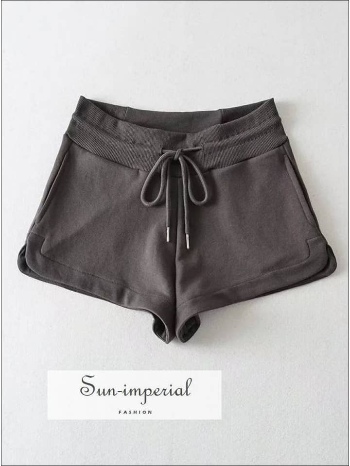 Sun Imperial - Wholesale Athletic Shorts - Women's - Women Cotton Sweat Runner Shorts With Curved Hem Detail8