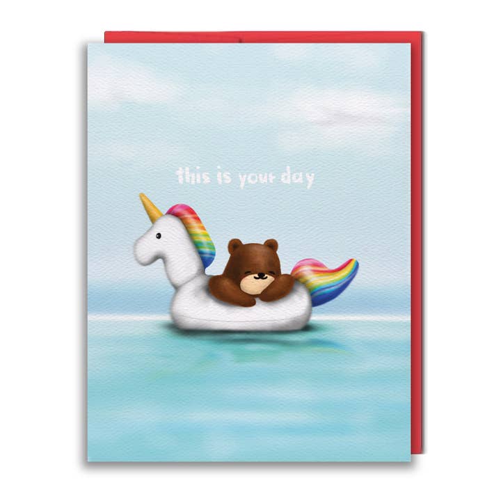 Greeting Card - Unicorn Floaty for wholesale by studio vcky