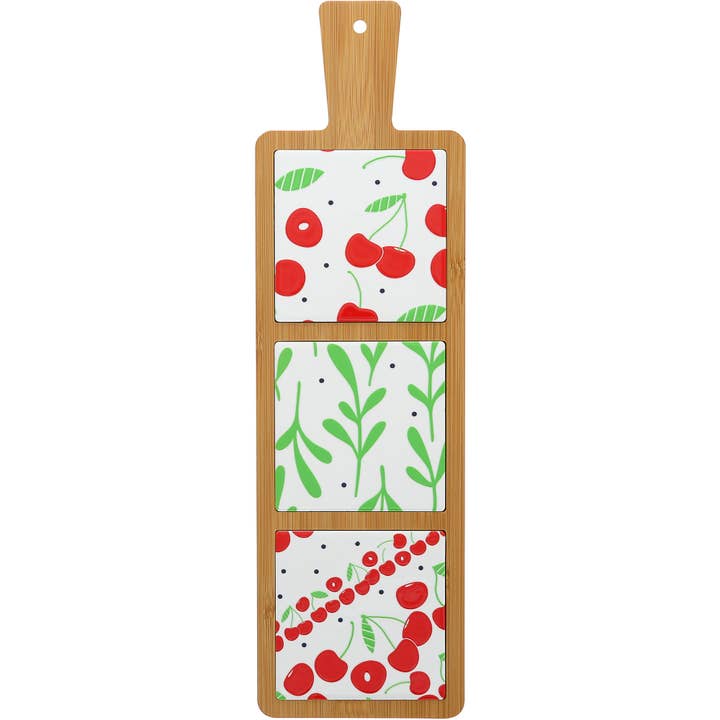 Cherries - 16.5" Bamboo & Ceramic Tile Trivet for wholesale by Pavilion