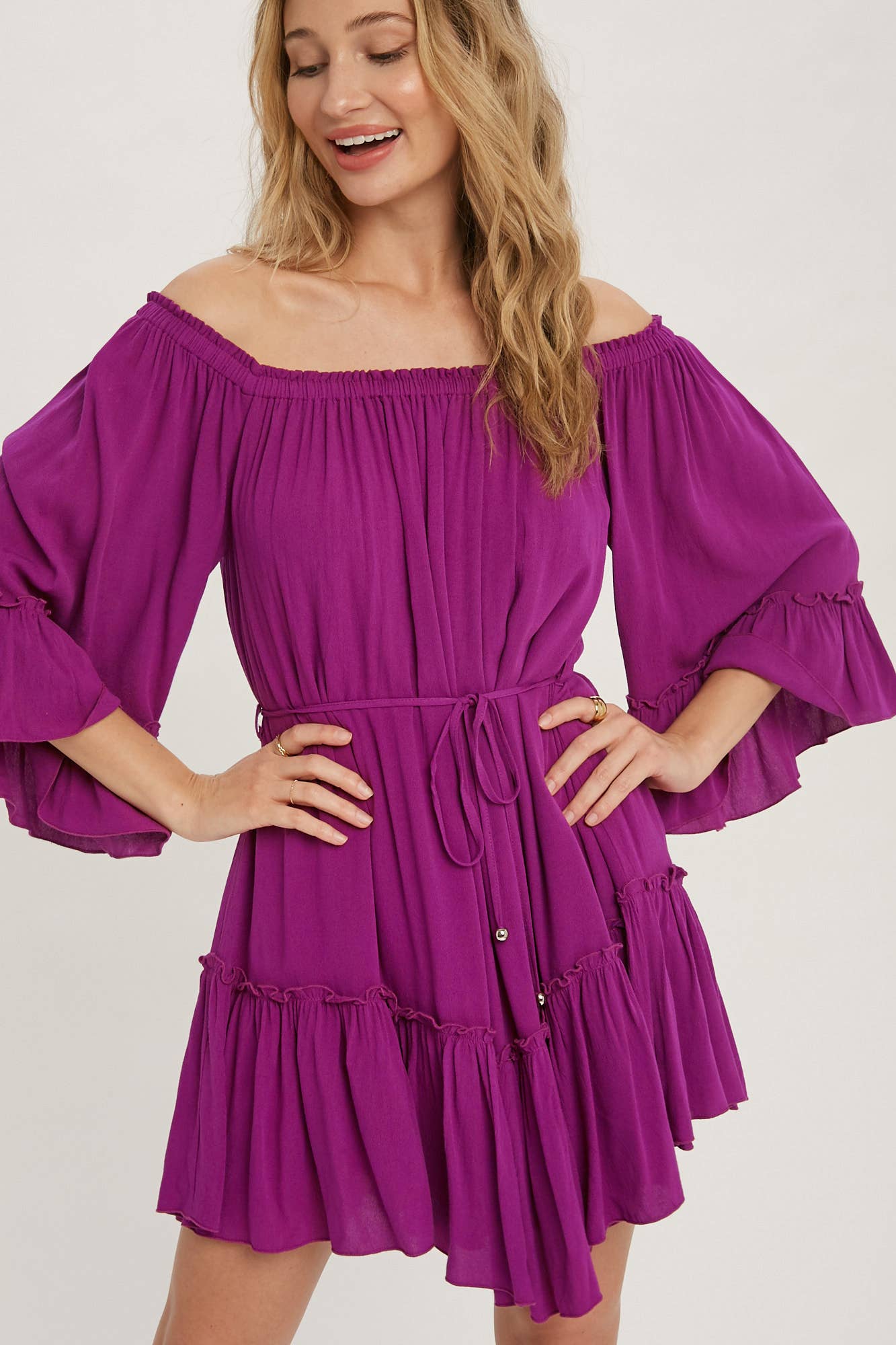 Bluivy - Wholesale Dress - Women's - RUFFLED SOLID BOHO DRESS2