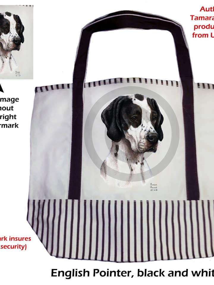 Dog Tote Bag - English Pointer Black & White Tote for wholesale by Pet Gifts USA, LLC