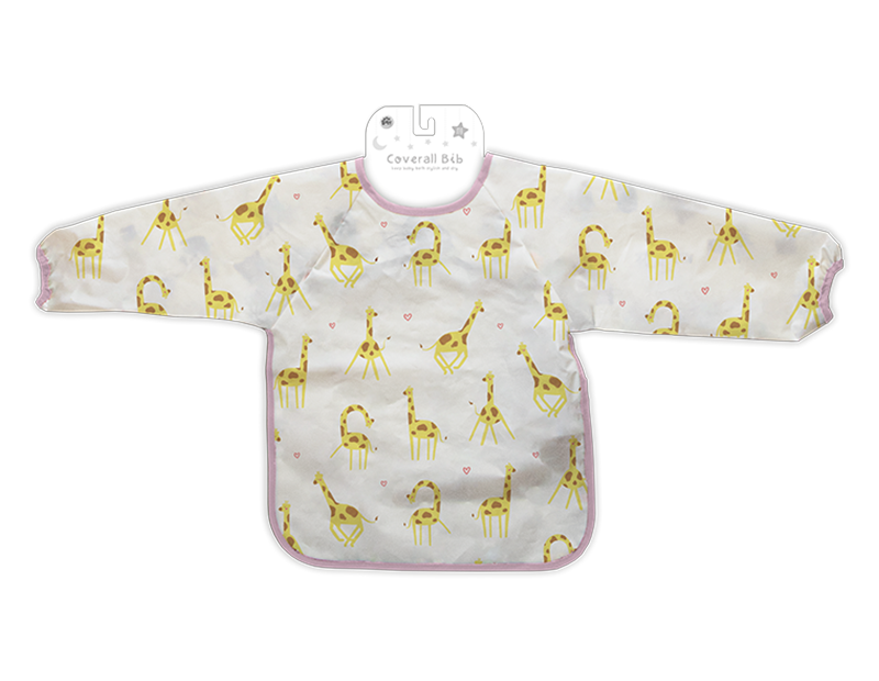 LMT-UK – Babete com bolsa - Bebé por atacado – Babete de Manga Comprida para Bebé - Girafa - Elefante - Urso0