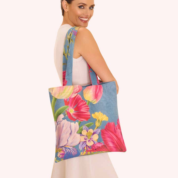 Blue Canvas Tote Bag - Floral Study - Denim for wholesale on Faire1
