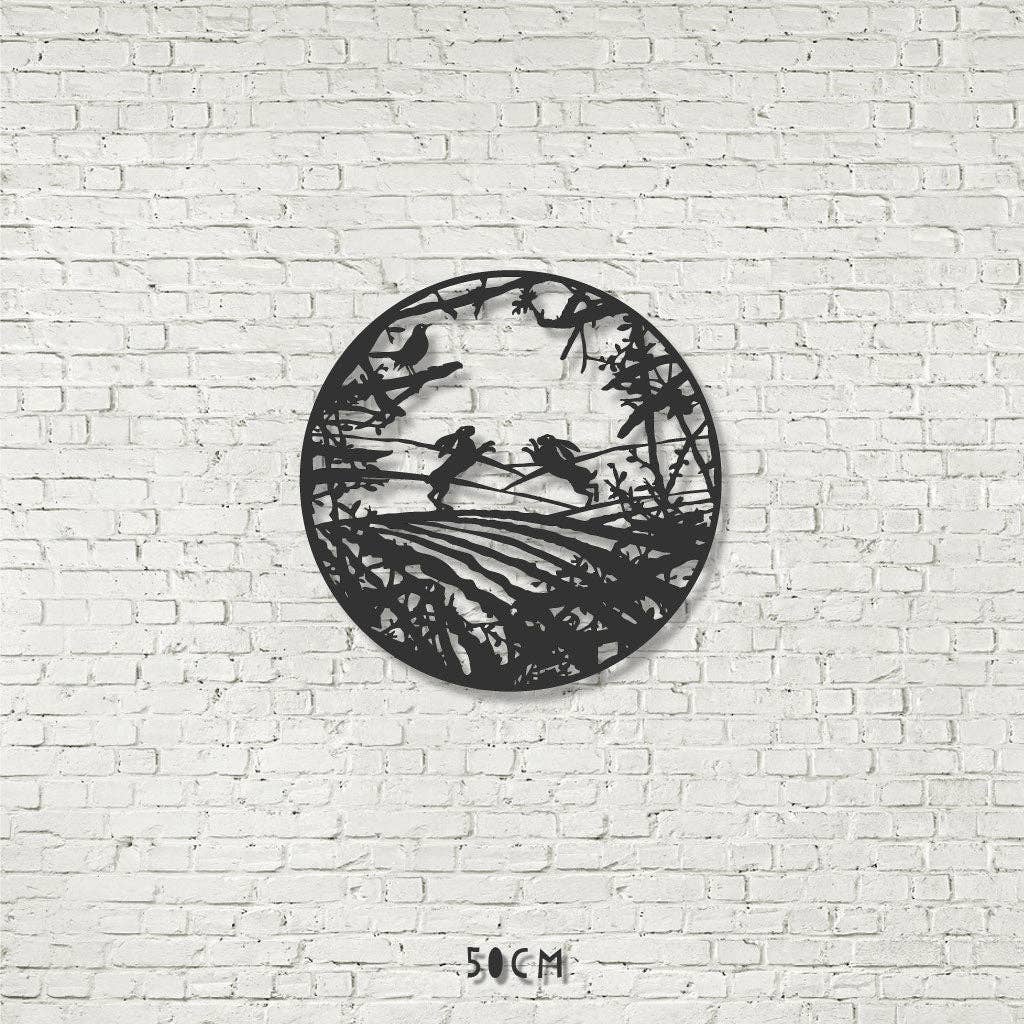 RAL 8019_Gris oscuro Decoración mural - Liebres boxeando en un campo de venta al por mayor en Faire6