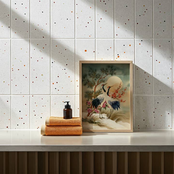 IuliiaArtPrints – wholesale Art print – Winter Red-Crowned Cranes, Japanese Snow Landscape Art Print6