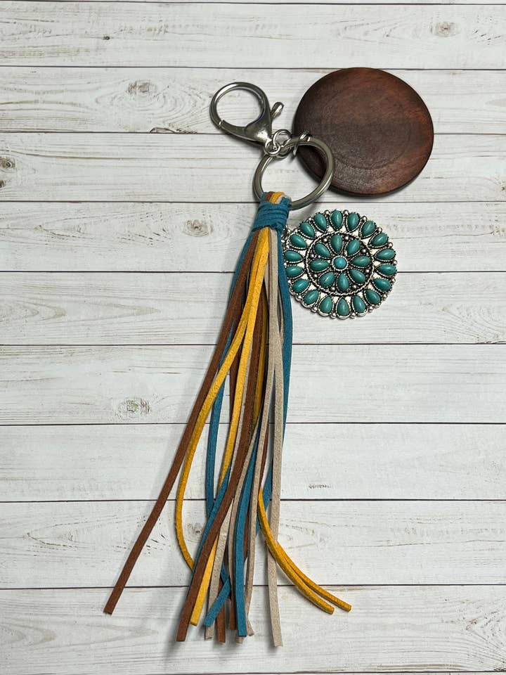 Western Style Turquoise Keychain for wholesale by KW Laser Supplies