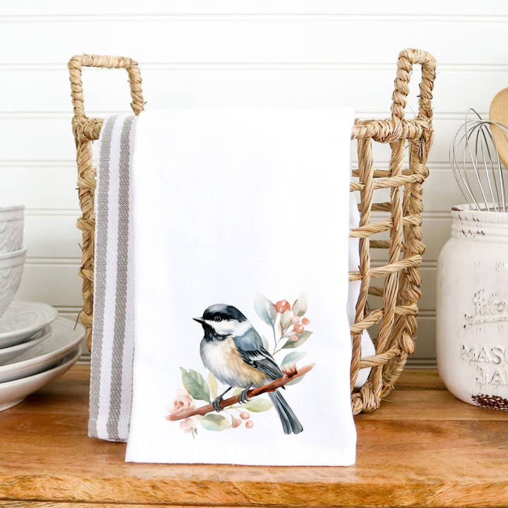 Fernville Creations - Wholesale Hand Towel - Chickadee Hand Towel, Luxury Bath Decor, Sophisticated Decor