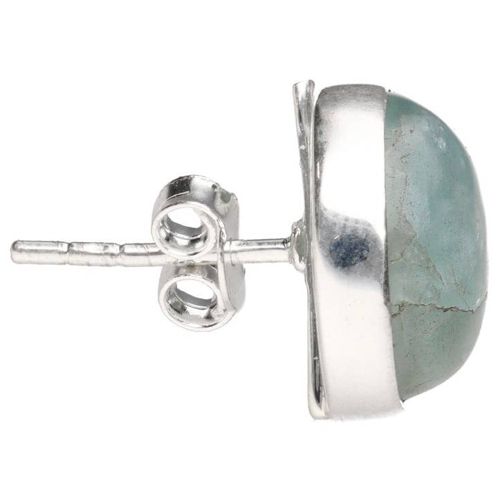 Vives de la Cortada S.L - Wholesale Stud/Post Earrings - Aquamarine Circle Earrings in 925 Sterling Silver1