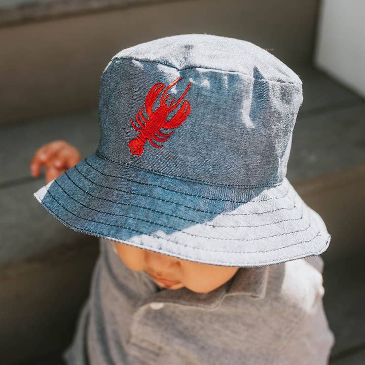 Huggalugs - Wholesale Bucket Hat - Kids - Lobster Chambray Bucket Hat Baby & Toddler