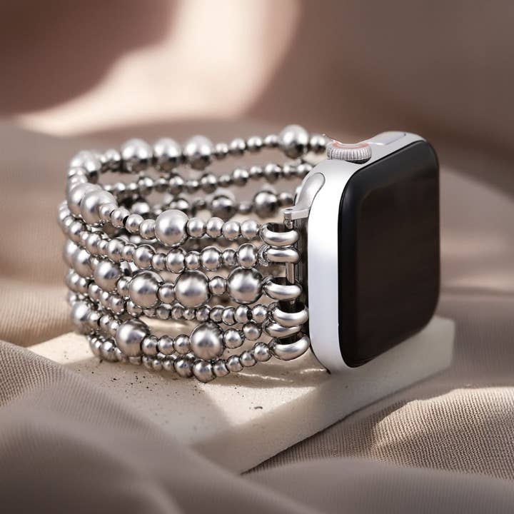 Cape Diablo - Wholesale Watch Band/Strap - Women's - Platinum Demure Stretch Apple Watch Strap2