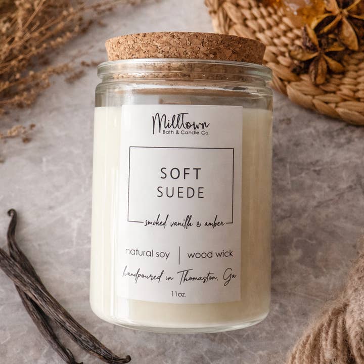 MillTown Bath & Candle Company - Wholesale Jar/Filled Candle - Soft Suede Soy Candle0