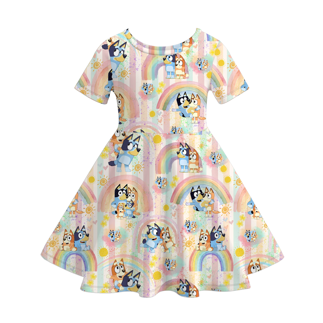 Little Trendy - Wholesale Dress - Kids - Cute Bluey cartoon twirl short sleeve dress for girls 1