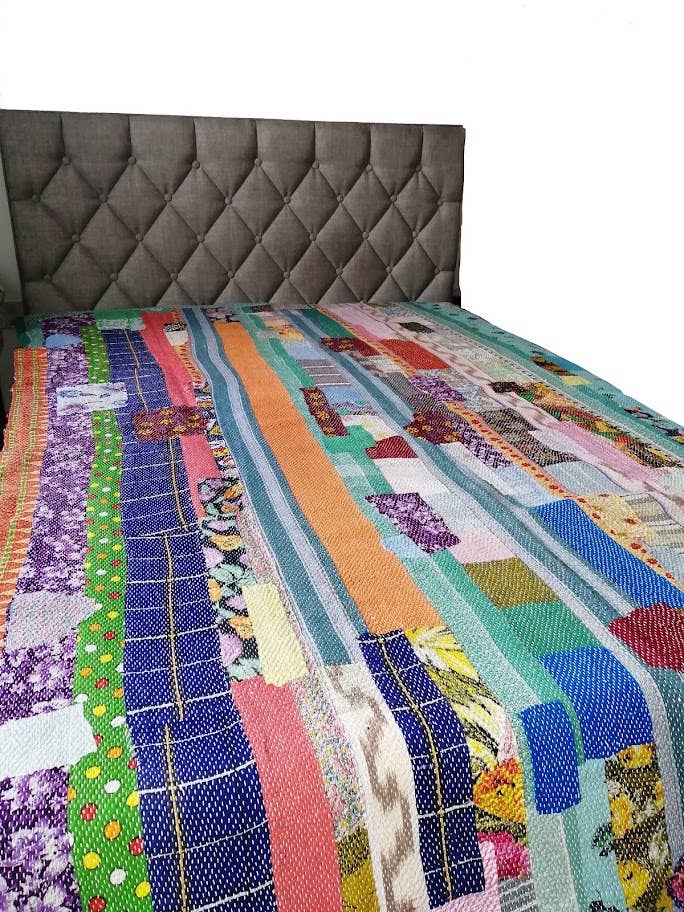 Homesoul - Vendita all'ingrosso Plaid - Plaid vintage Kantha con pesante patchwork5