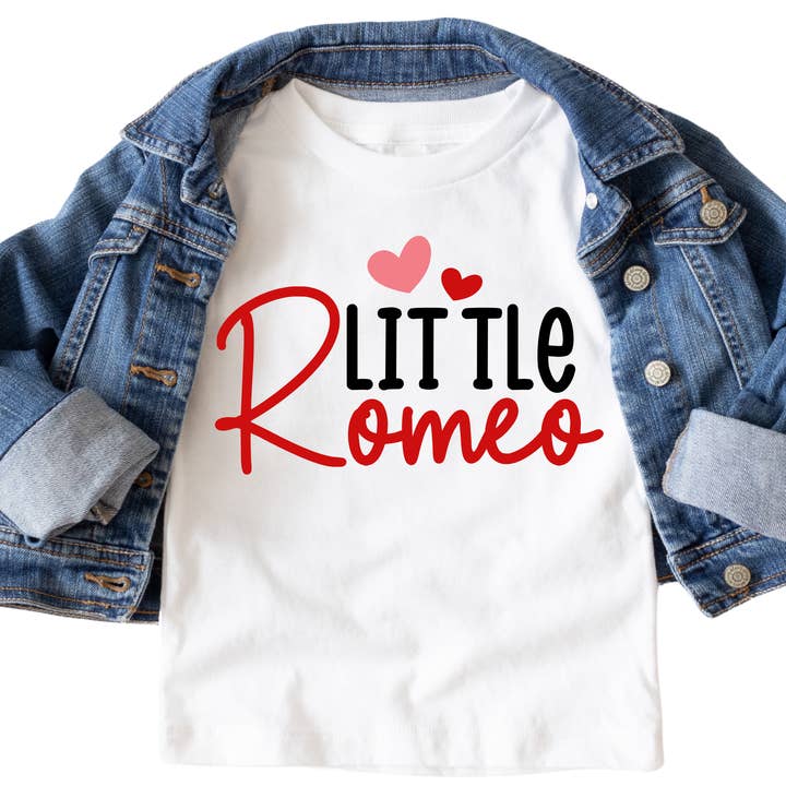 Epic Life - Designed - Wholesale Screen Printed T-Shirt - Kids - Little Romeo Valentine Shirt - Baby, Toddler, Youth Sizes - Cute Boys' Valentine’s Day Outfit - Heart Graphic Tee for Kids