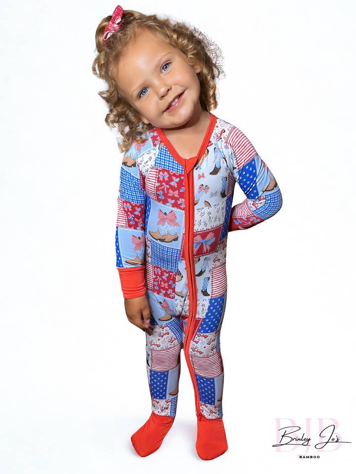 Brinley Jo’s Bamboo - Wholesale Jumpsuit - Baby - Star-Spangled Sweetheart Bamboo Romper1